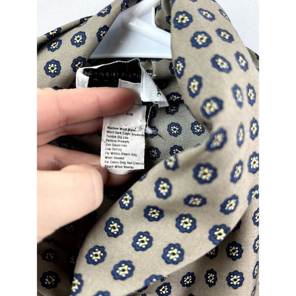 Vintage High Neck Bow Blouse Secretary Shirt Large Geometric Medallion - Picture 5 of 5